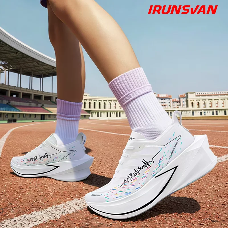 IRUNSVAN Men's Arbon Plate Sports Shoes Lightweight Marathon Racing Shoes Antibacterial Insoles Comfortable Running Shoes
