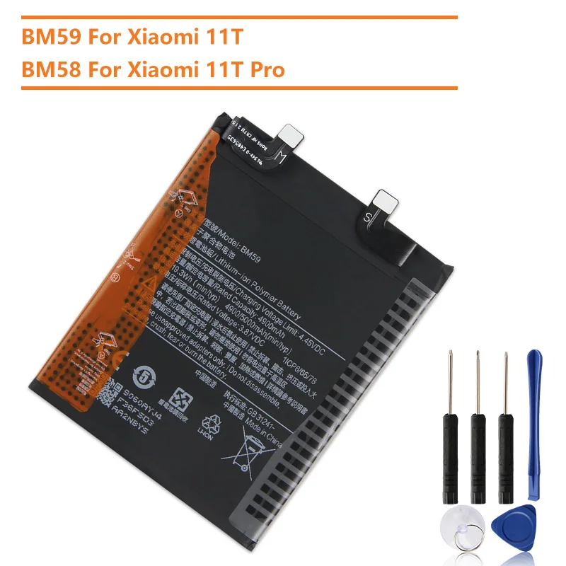 

Replacement Phone Battery BM59 BM58 For Xiaomi 11T Mi 11T Pro Rechargable Batteries 5000mAh With Free Tools