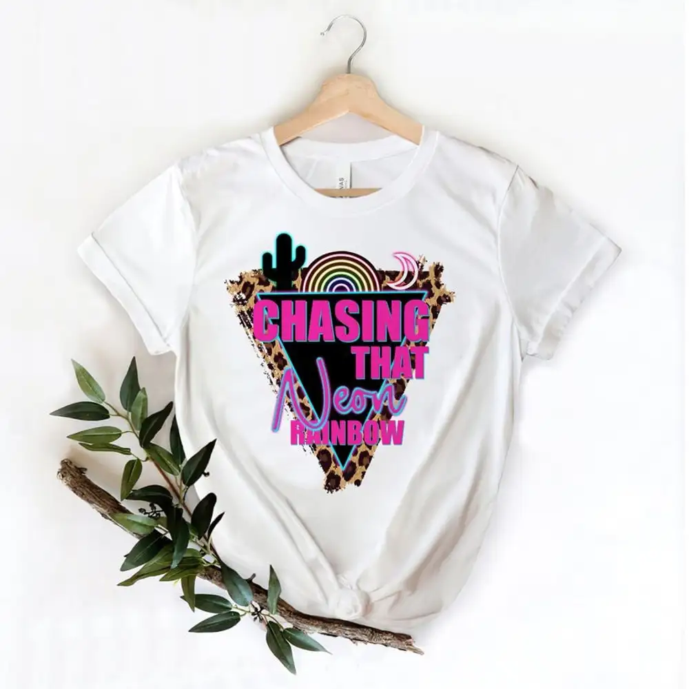 Chasing That Neon Rainbow T Shirt Country Lyric Western Style Dunn Moon Family Fashion