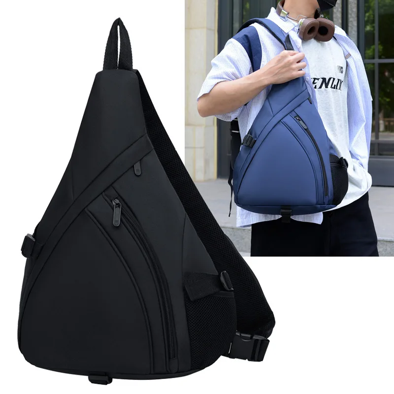 

Нейлоновая водонепроницаемая нагрудная сумка, мужская сумка на одно плечо для спецодежды большой вместимости, плоская сумка для хранения, сумка через плечо с диагональной молнией