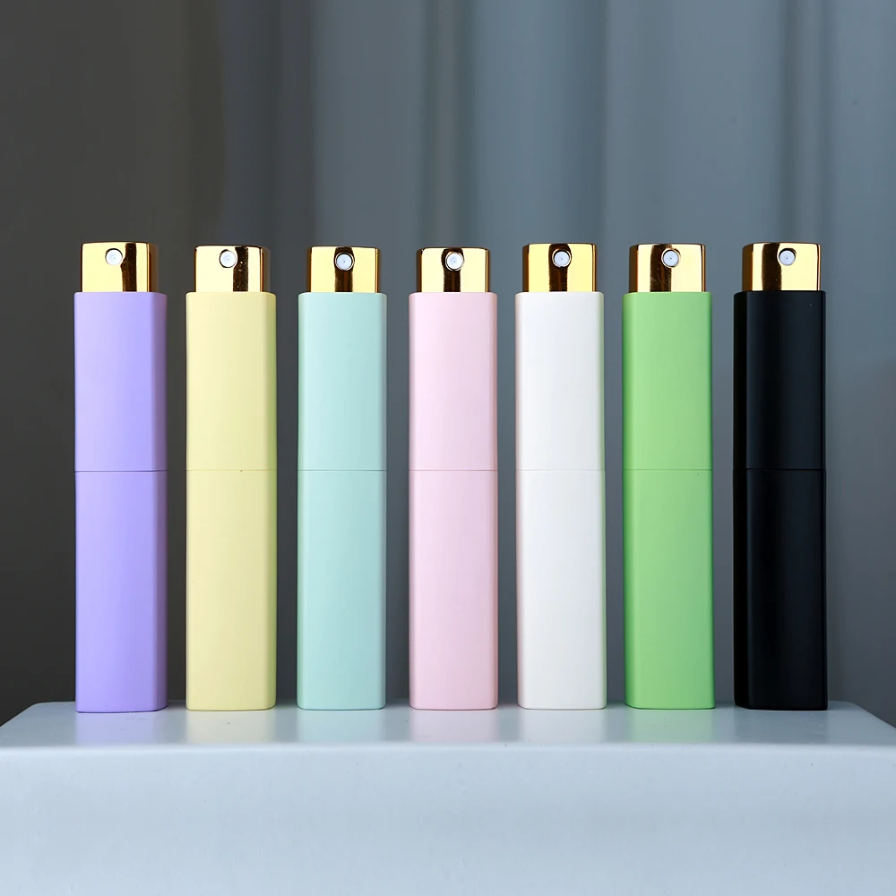 10 قطعة 10 مللي عالية الجمالية متعددة الألوان ABS قذيفة والزجاج الجسم الروتاري الصحافة السائل زجاجات الملء ، رذاذ زجاجات رذاذ العطور