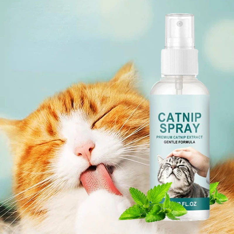 Spray de hierba gatera activa para gatos que alivia el estrés, calma, mejora la vitalidad de las mascotas, spray para el comportamiento de los gatitos, spray comestible de menta para la diversión de los gatos