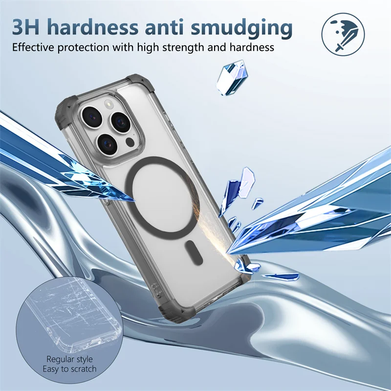 For Apple Iphone 16 Pro Max 15 14 Plus 13 12 11pro Magnetic Hd Transparent Four Corners Shockproof Stylish Phone Protective Case