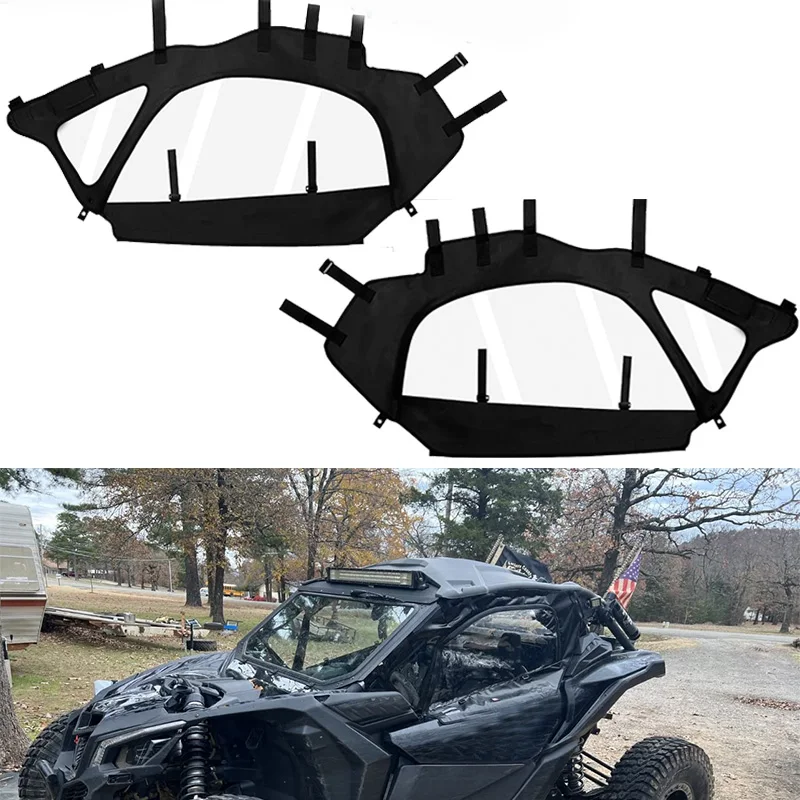 X3 Soft Upper Door Set Kit UTV Soft Cab Doors Top Enclosure For 2017-2025 Can Am Maverick X3 2-Seater Models