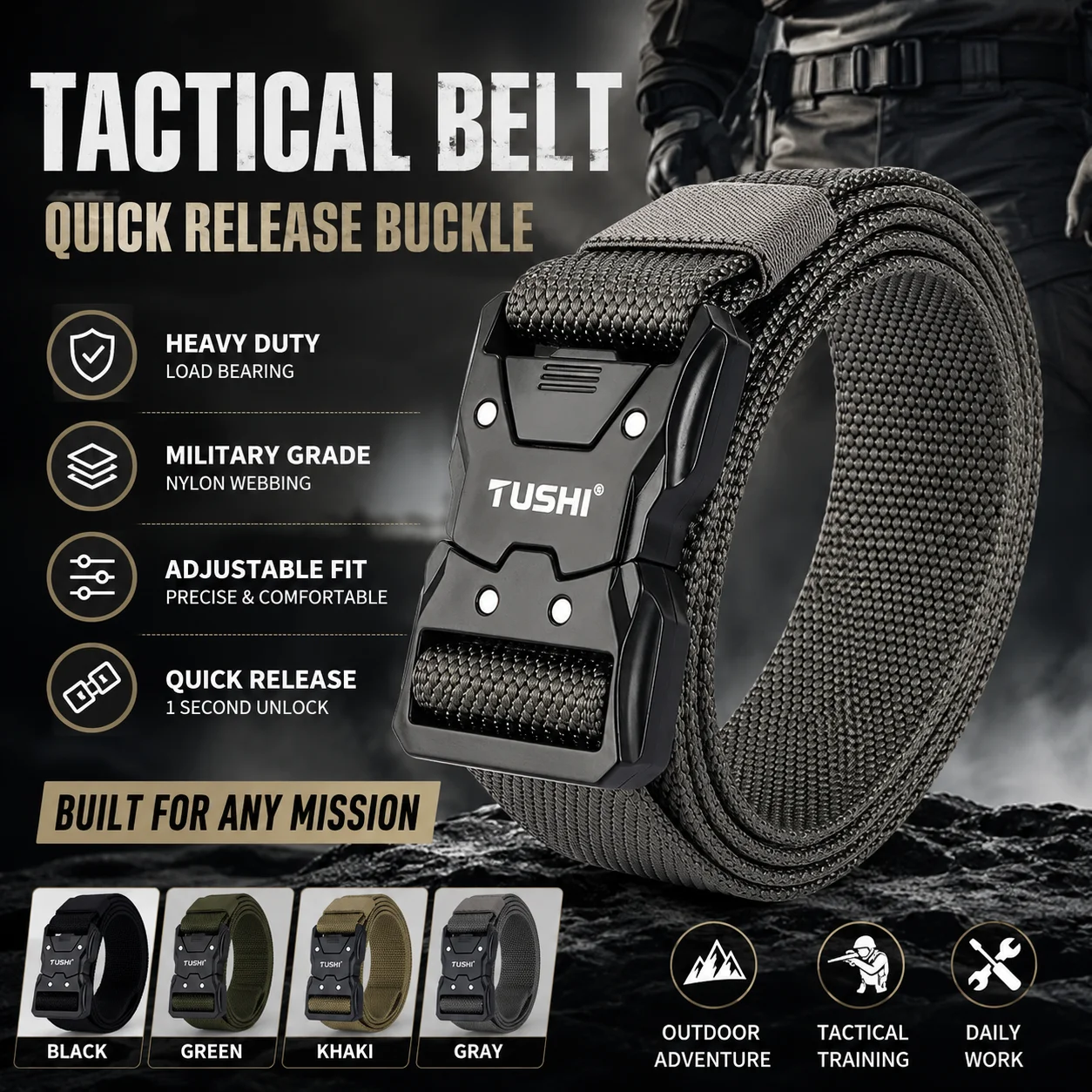 Outdoor Hunting Belt - حزام تكتيكي للرجال من النايلون مع
