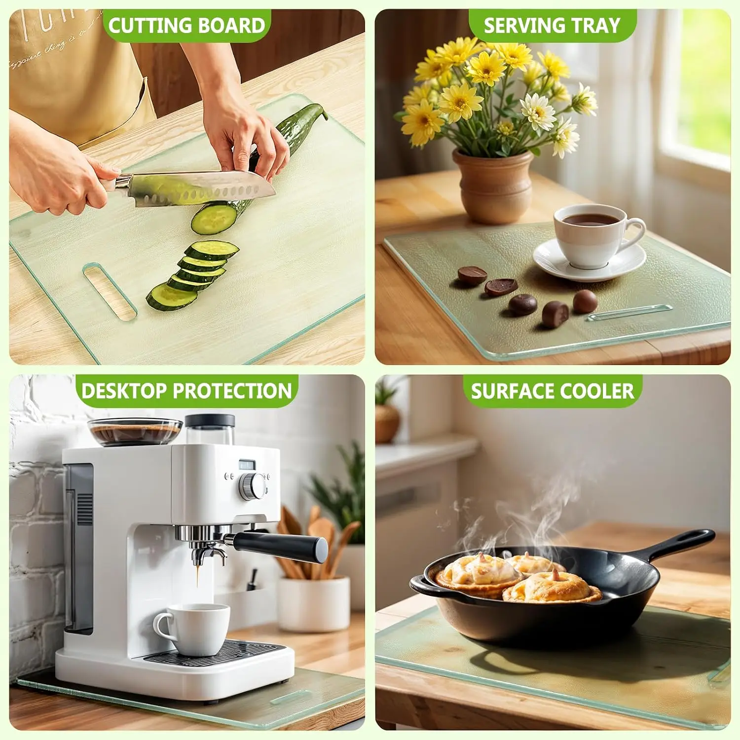 Tempered Glass Cutting Board Kitchen Plastic Free Scratch Resist Multifunctional