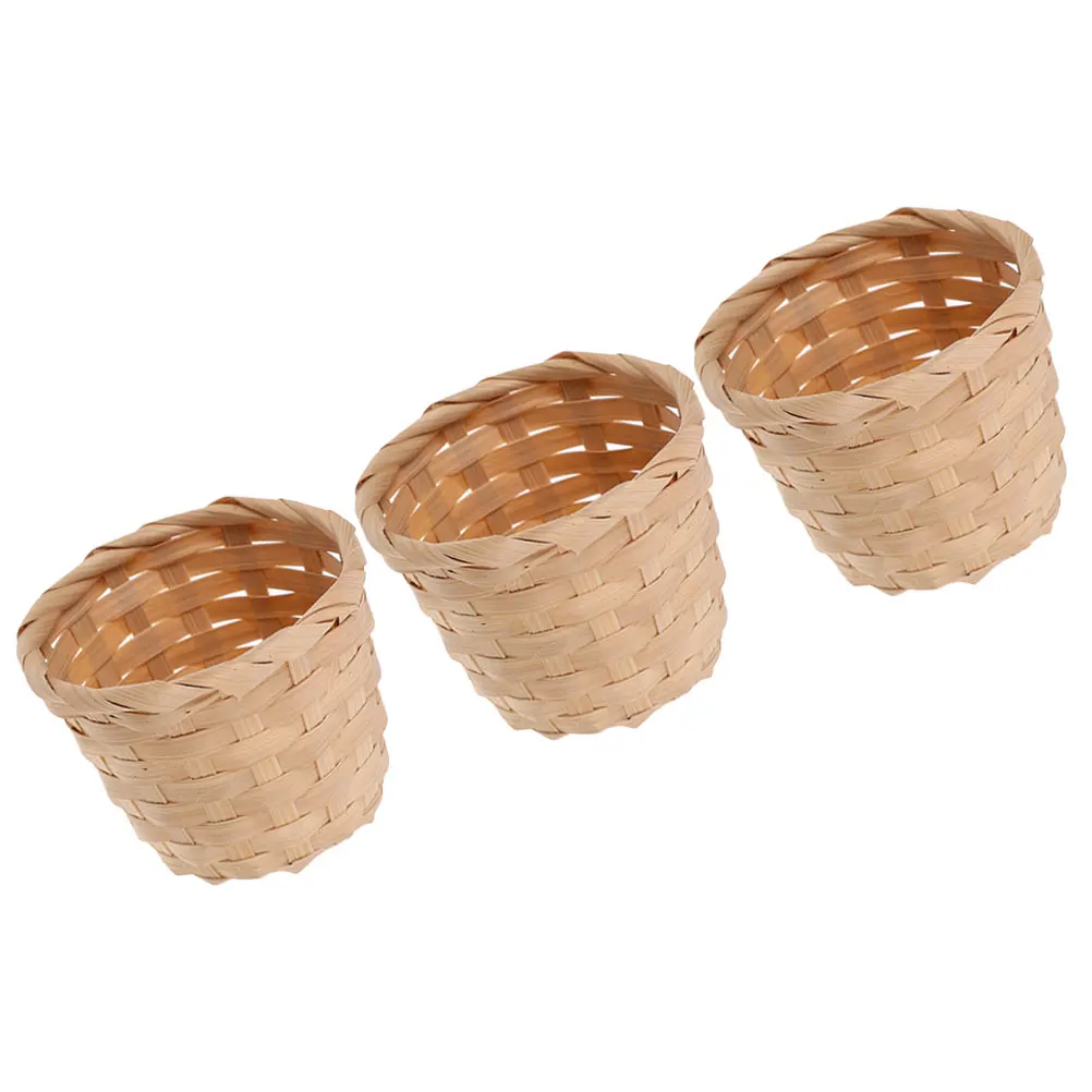 

3pcs Woven Baskets Home Storage Solutions Storage Basket Fruit Flower Miscellaneous Containers Basket Sets