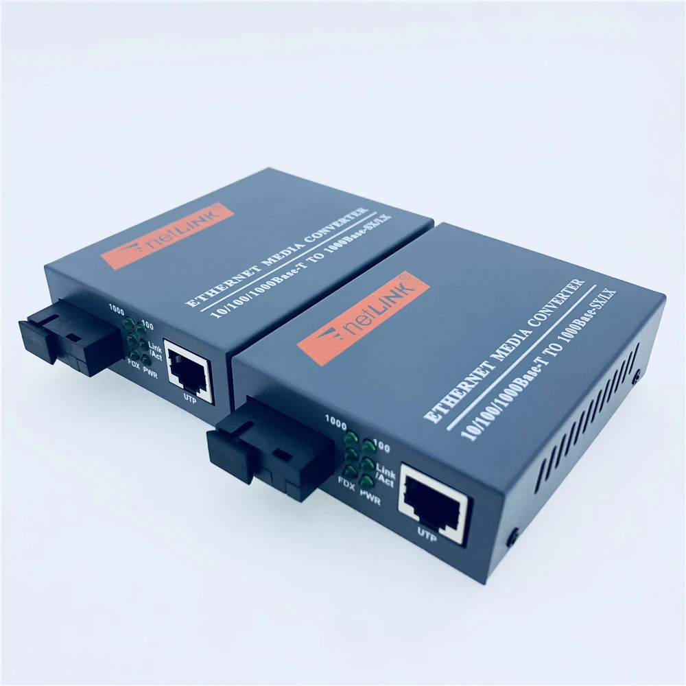 Single Mode Fiber Optical Media Converter, External Power Supply, HTB-GS-03 A/B Gigabit, 10/100/1000Mbps SC Port, 20km, 1 Pair