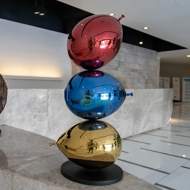 Customized Art Decor Indoor Home Garden Plaza Modern Fire Resistant Metal Crafts Colorful Balloons Stainless Steel Sculpture