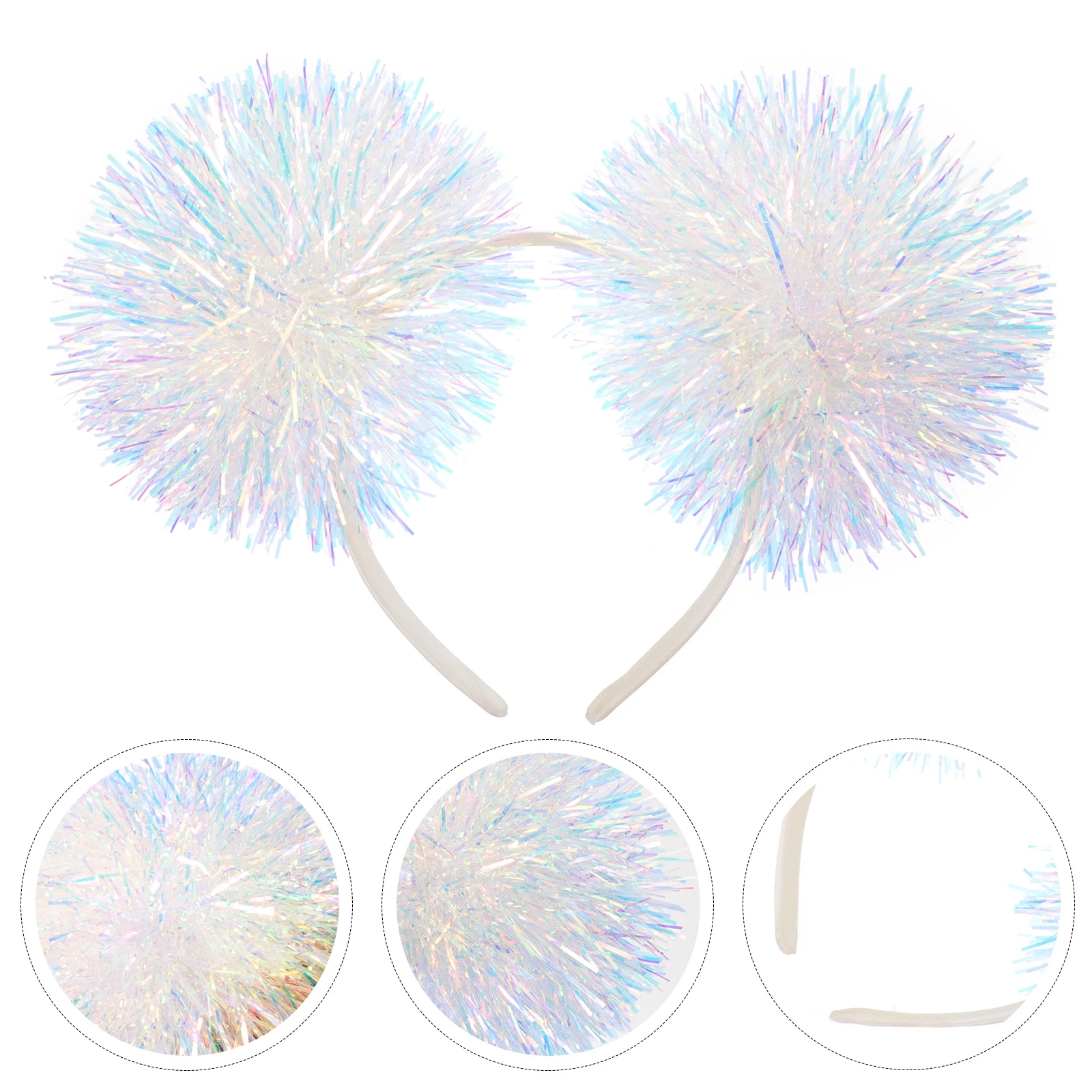 

Headwear Christmas Headbands Hairband Pompom Ears White Tinsel for