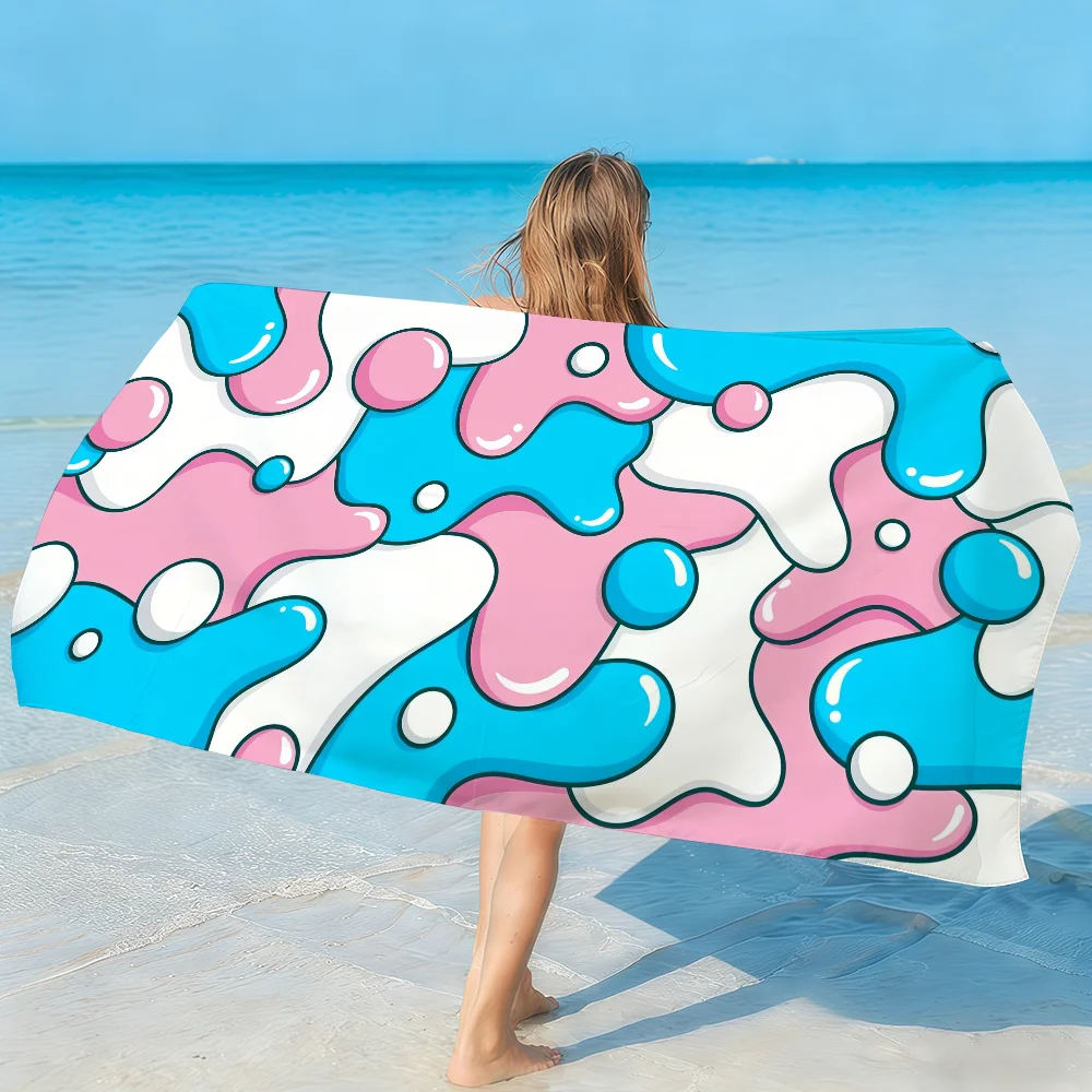 Art Liquid Drip Simple Towel Soft Lightweight Anti-Sand Large Beach Towel Quick-Drying Bath Sports Family