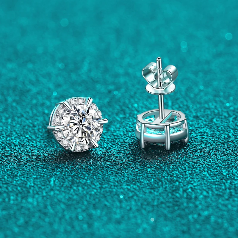 NeeTim 1ct Moissanite Stud Earrings for Women Sparkling Classic Wedding Lab Diamond Earring 925 sterling silver Women's earrings