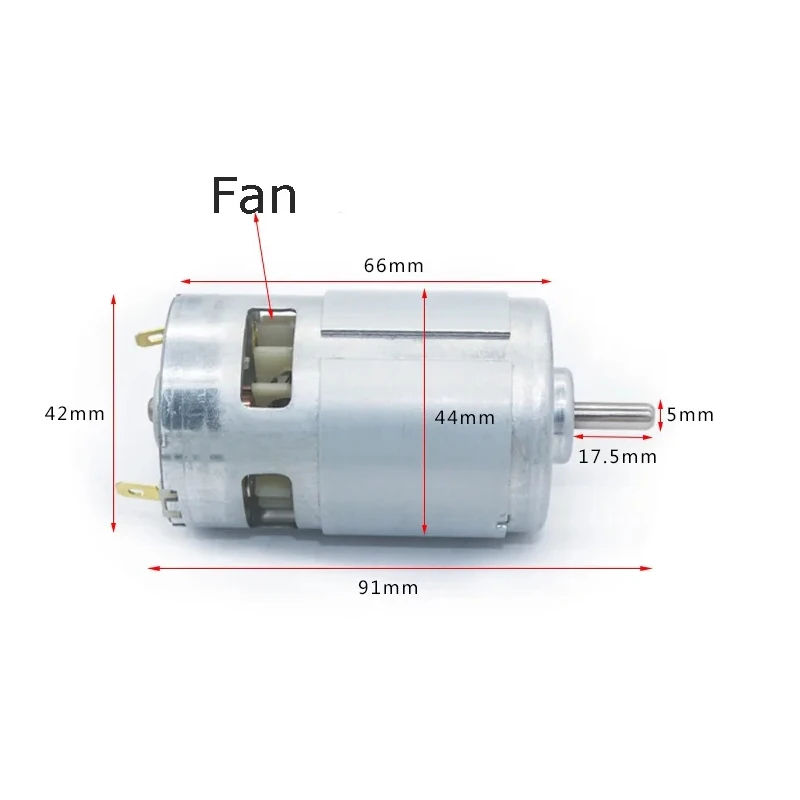 RF-545 high vibration dc motor 775 fan type vibration 12v 24v special vibrations motor Dual 33mm vibration block for sale