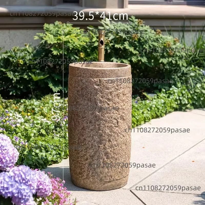 Imitation Stone Wash Basin Integrated Stone Wash Basin Pool Courtyard Villa Column Round Sink