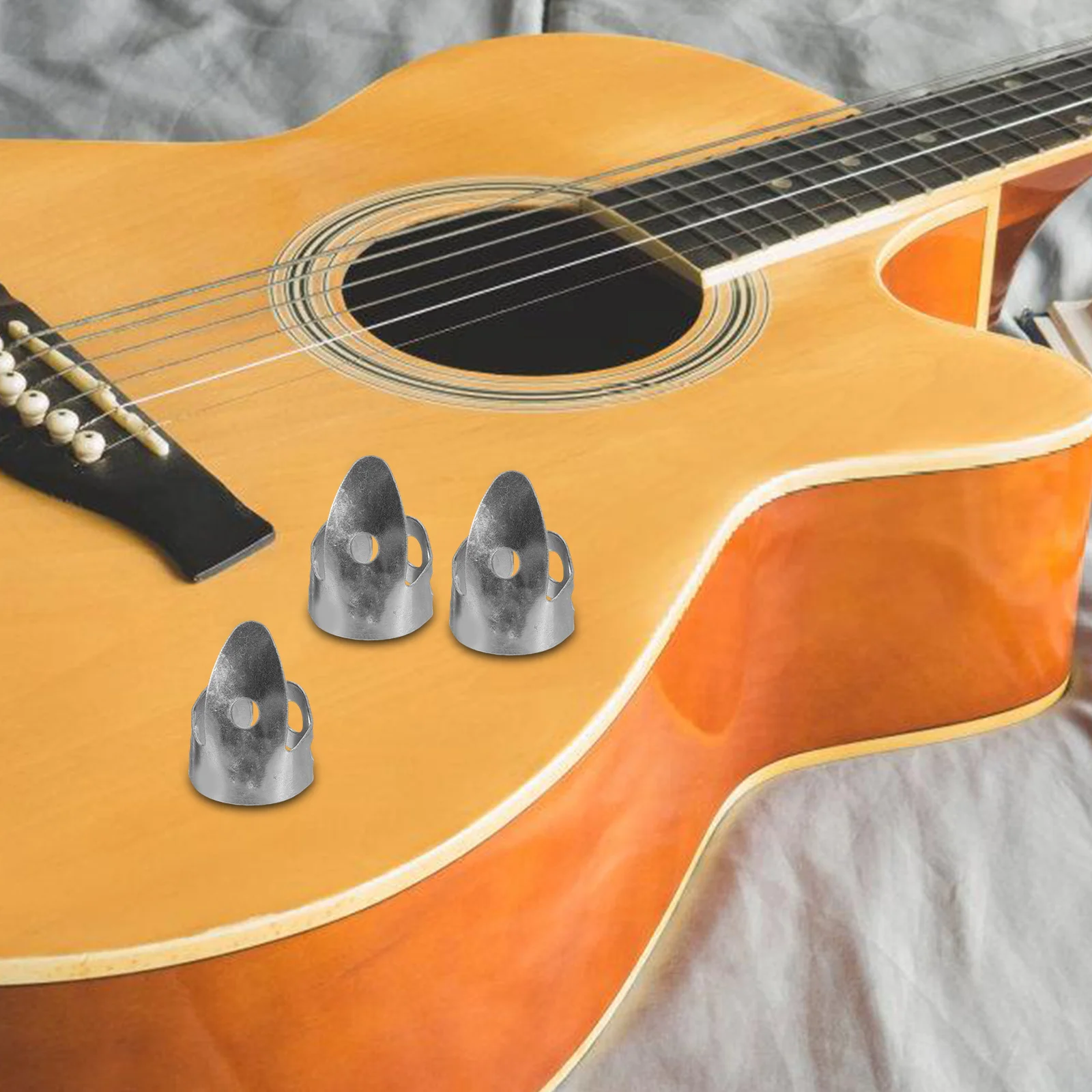 

12pcs Finger Picks Metal Adjustable For Acoustic Electric Bass Guitar Reusable Lightweight Durable Picks Set Guitar Accessories