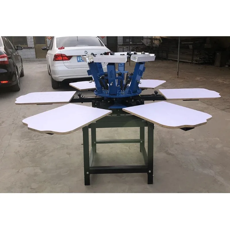 TR4050-6 Six-color Six-station Rack-type Screen Printing Machine Manual T-shirt Screen Printer