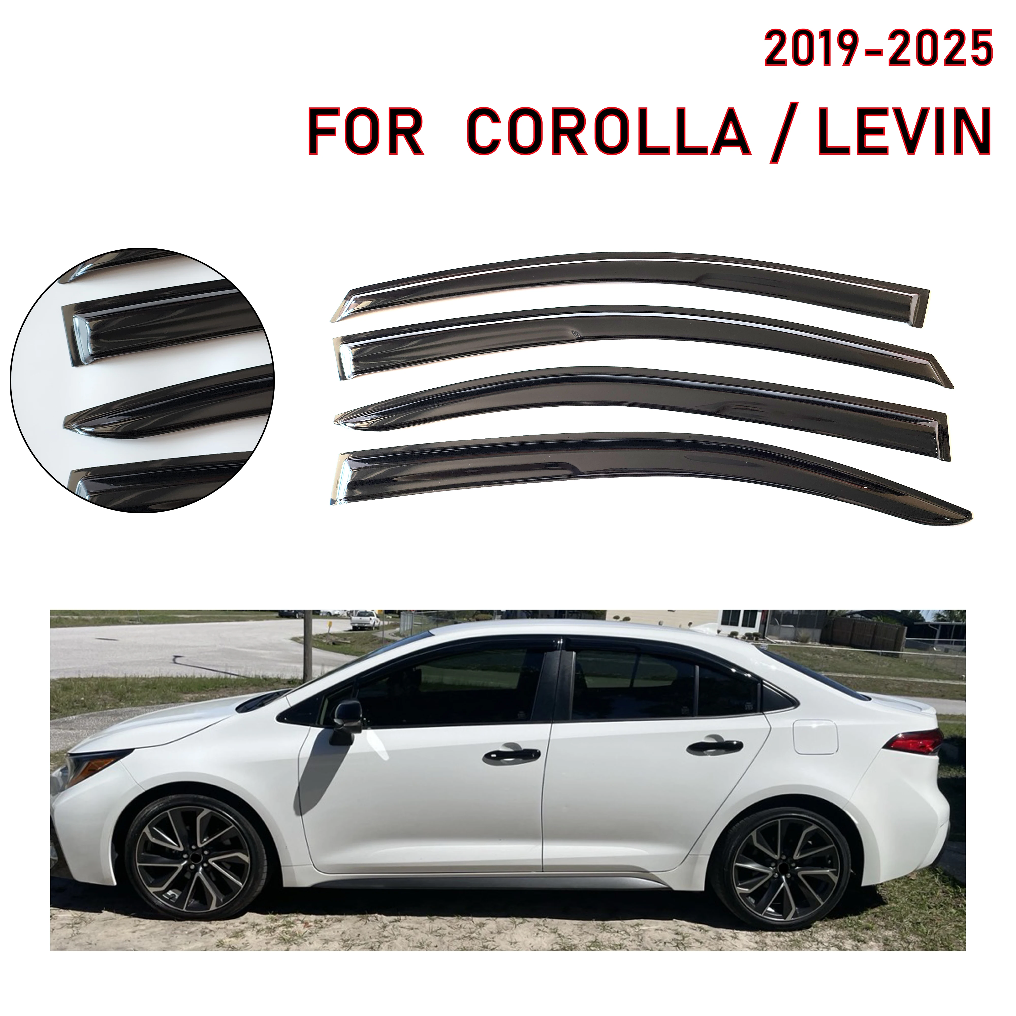 

4 pcs of the latest model car window sunshade for Corolla 2019-2025, window visor rain guards window visors window rain guards
