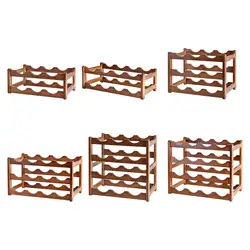 Wood Wine Rack Storage Organizer Decorative Wine Bottle Shelf Red Wine Display for Cabinet Countertop Bar Kitchen Tabletop