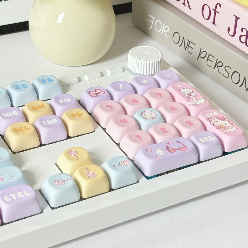 

Cute Candy Bear Theme Keycap 131key Moa Cherry Profile Pbt Hot Sublimation Mechanical Keyboard Animation Peripheral Game Keycap