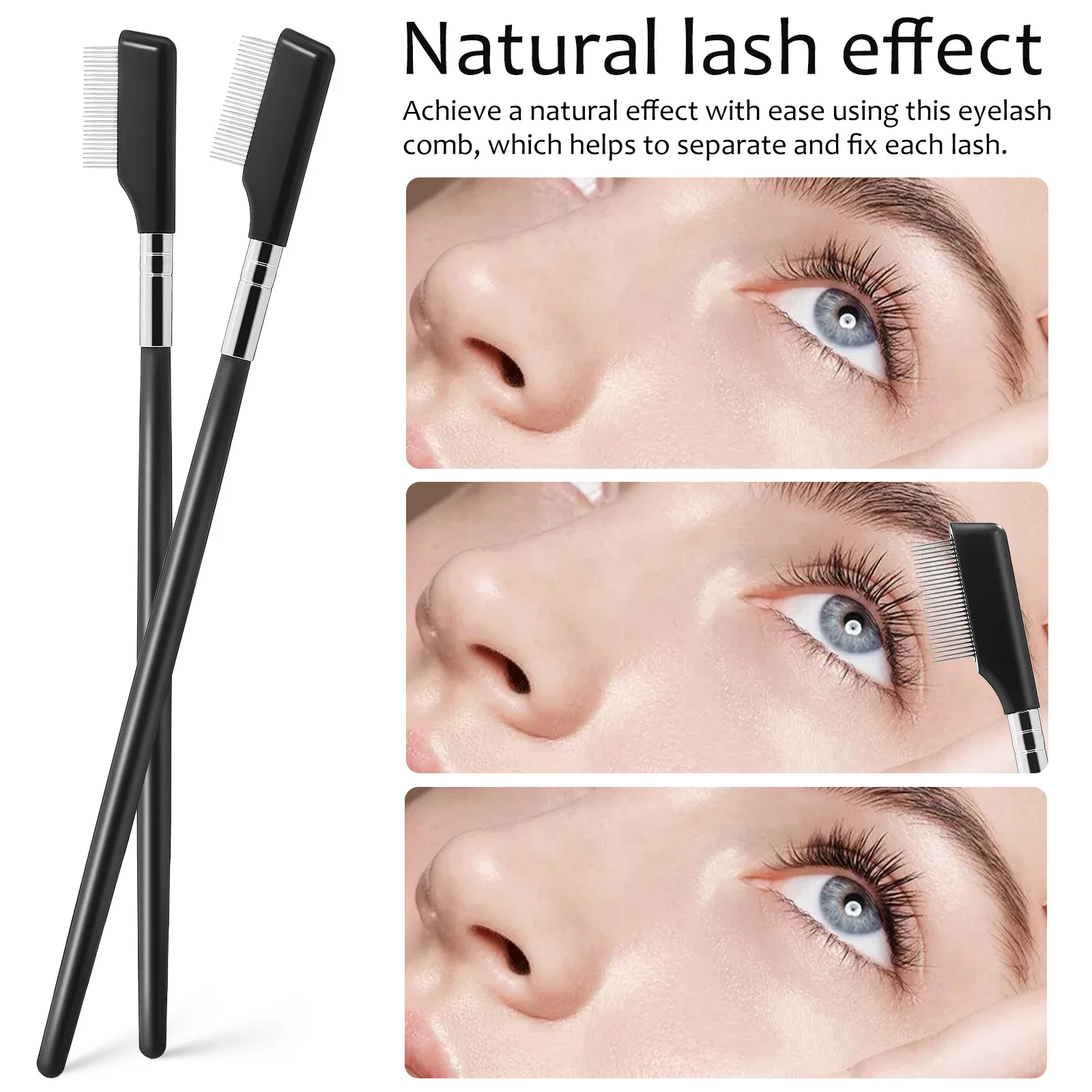 4Pcs Eyelash Comb Metal Lash Separator Tool Natural Lash Grooming Brush Eyelash Separator Brush for Mascara Application