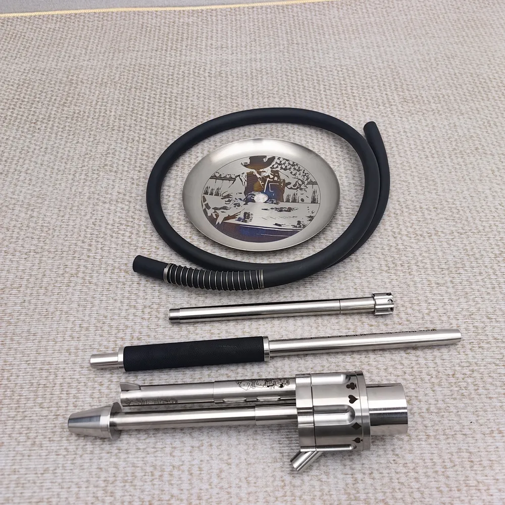 مجموعة الشيشة المصنوعة من الفولاذ المقاوم للصدأ على شكل بقرة بوي مسدس جديد فاخر صندوق هدايا الشيشة شي كارفر شيشا شيشا مجموعة الشيشة