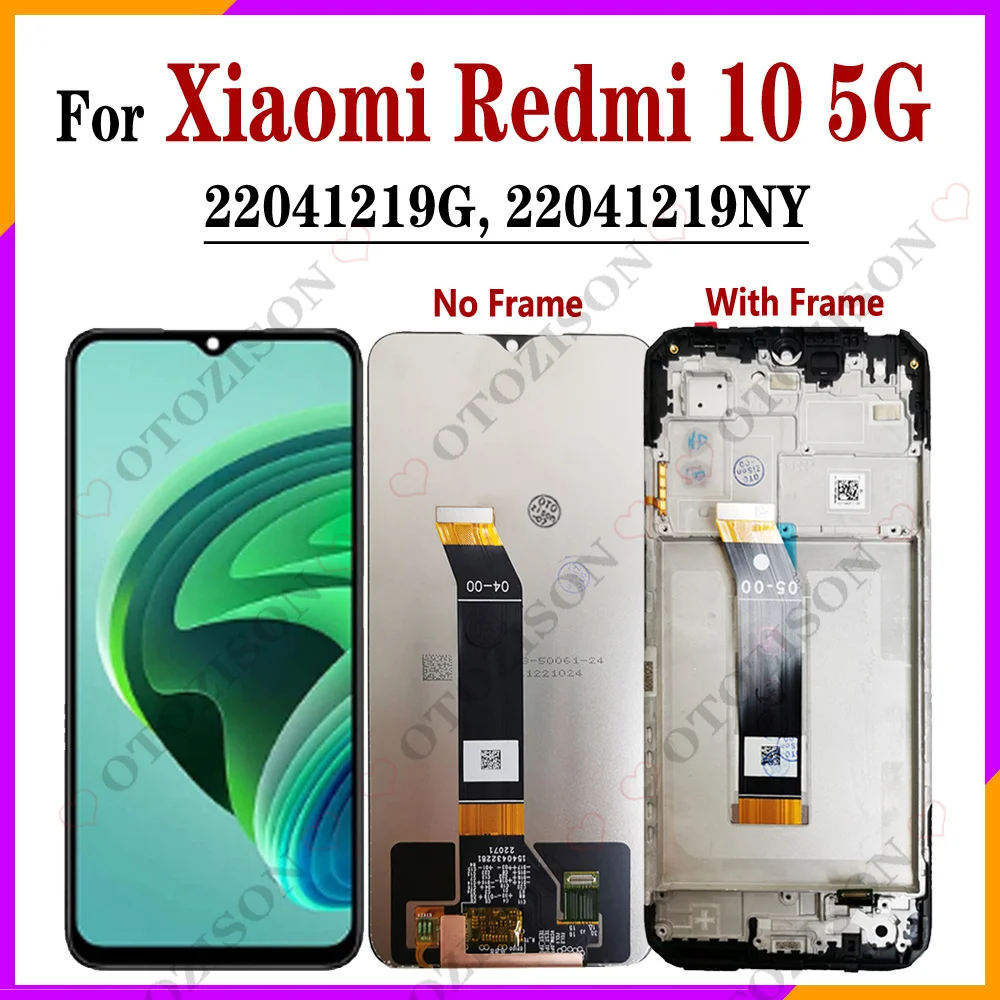 Display For Xiaomi Redmi 10 LCD With Frame 5G LCD Touch Panel Screen 22041219G 22041219NY LCD Digitizer Assembly Replacement