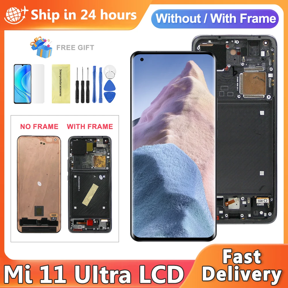 AMOLED 120HZ For Xiaomi Mi 11 Ultra M2102K1G M2102K1C LCD Display Touch Screen Digitizer Assembly mi11 ultra Screen Replacement