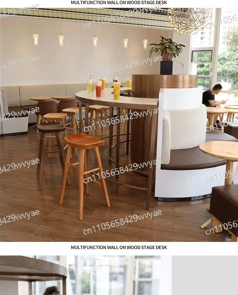 

Beautiful Cafe New Product Nordic Modern Wooden Bar Chair Atmosphere