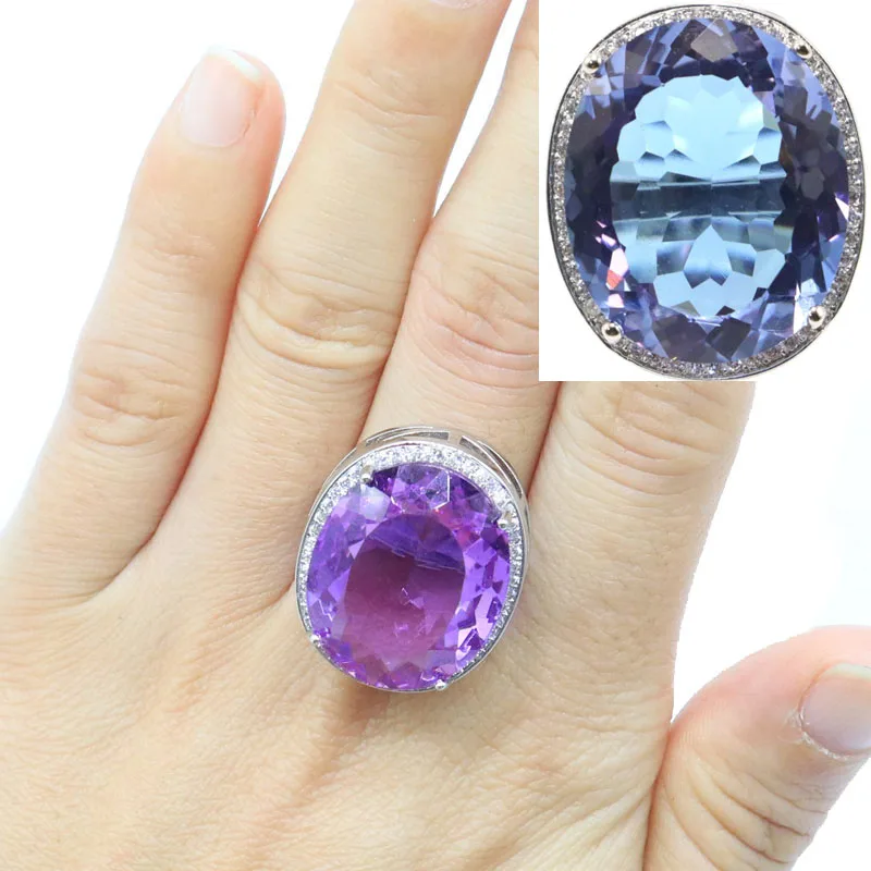 Buy 5 Get 1 Free 25x21mm Big Gemstone Zultanite Color Changing Alexandrite Topaz Fire Rainbow Mystic Topaz Silver Rings