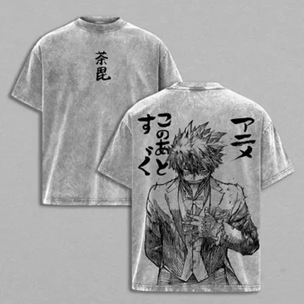 My Hero Academia Dabi Anime T-shirt For Men Women Clothing Y2k Washed Oversized T Shirt Summer Short Sleeve Pure Cotton Tee Tops