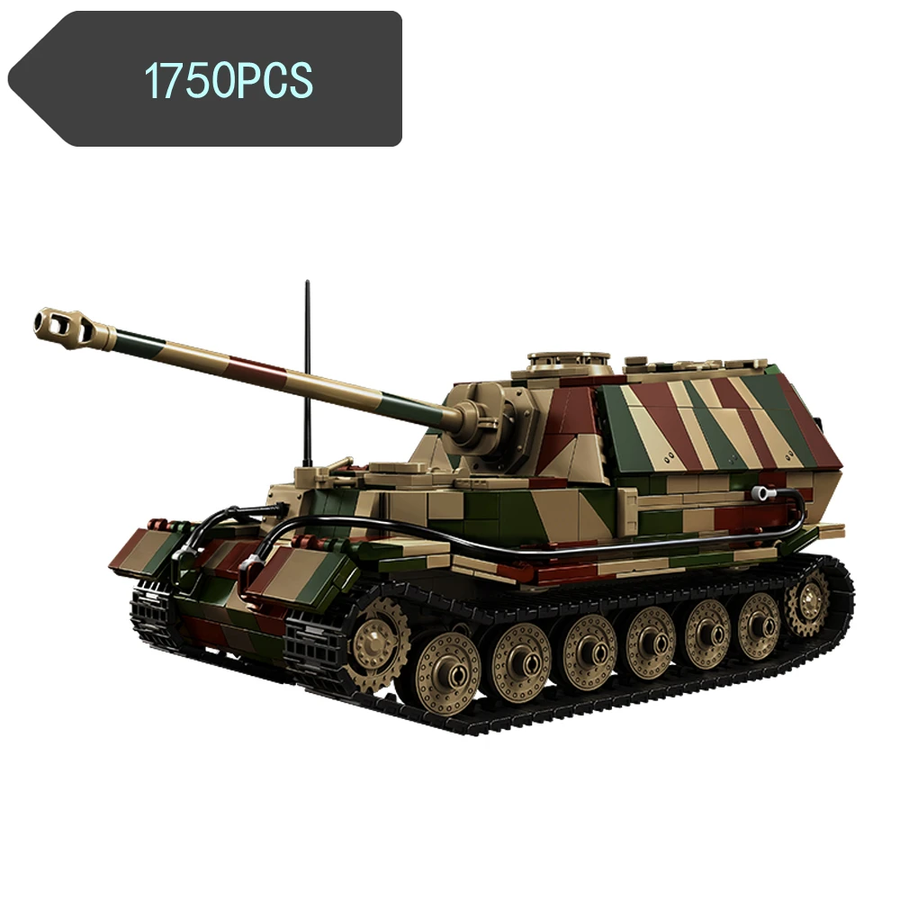 1750-teiliger Weltkriegs-Armee-Militär-Soldaten-Jagdpanzer TIGER/P Panzer Bausteine Modell DIY Montage-Spielzeug Geburtstagsgeschenk