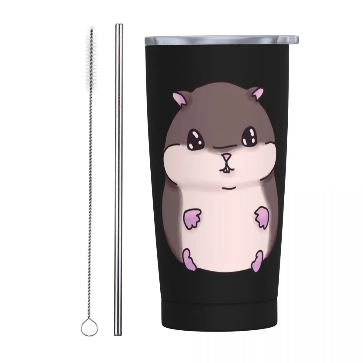 Cute Hamster Stainless Steel Tumbler Vacuum Insulated Mugs Thermal Cold Bottle Straws With Lid 20oz