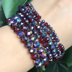 High Quality Faceted Dark Red Multicolor Austria Crystal Glass Beads Loose Rondelle Crafts Bead For Jewelry Making Diy Bracelet