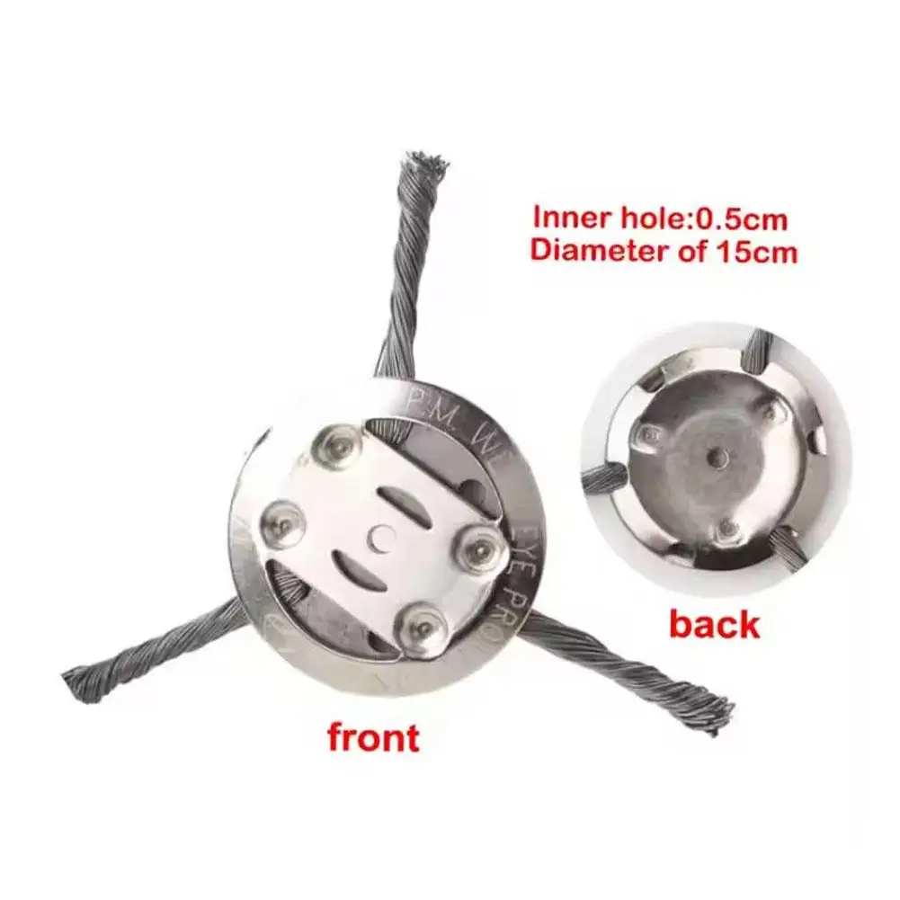 6 นิ้วลวดเหล็กหัวล้อTrimmer Head UniversalวัชพืชแปรงFitตรงเครื่องตัดหญ้ากําจัดMossสนิม 3/6 ใบมีด