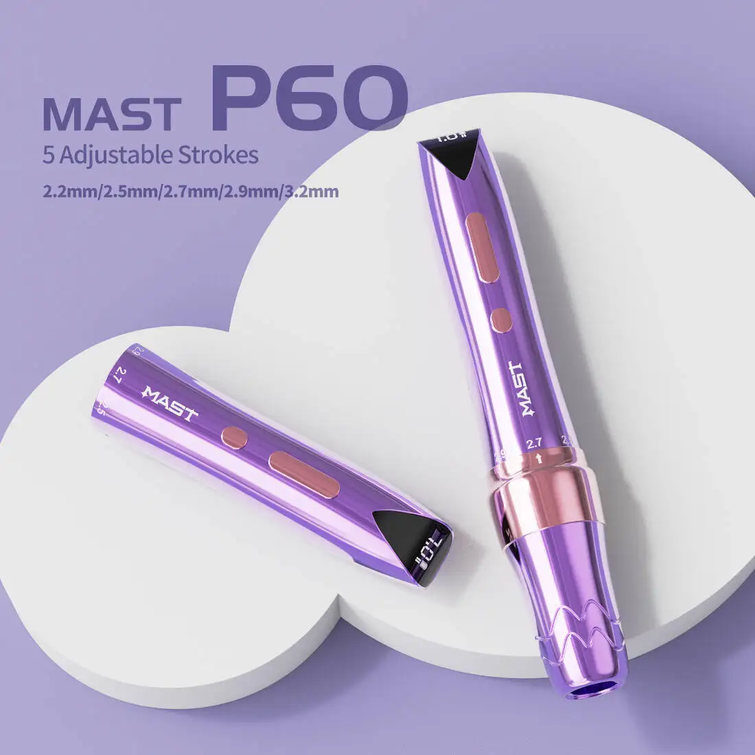 Mast P60 Permanent Makeup Wireless Tattoo Pen with 2 Batteries 5 Adjustable Strokes for Eyebrows Eyeliner Lips Small Tattoo