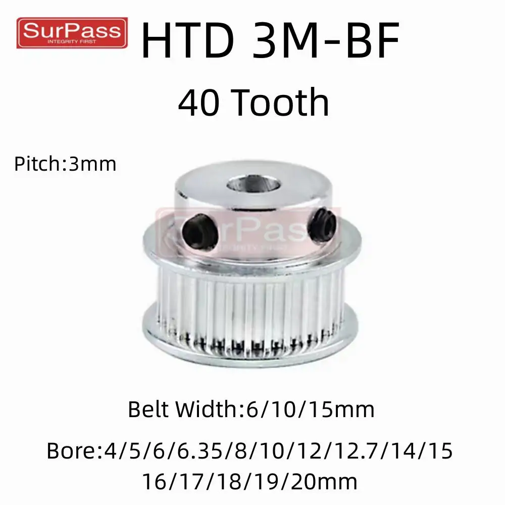 HTD 3M Synchronizing Wheel 40Teeth Bore 4/5/6/6.35/8/10/12/14/15/16/18/19/20mm Timing Belt Width 6/10/15mm 3D printer CNC Parts