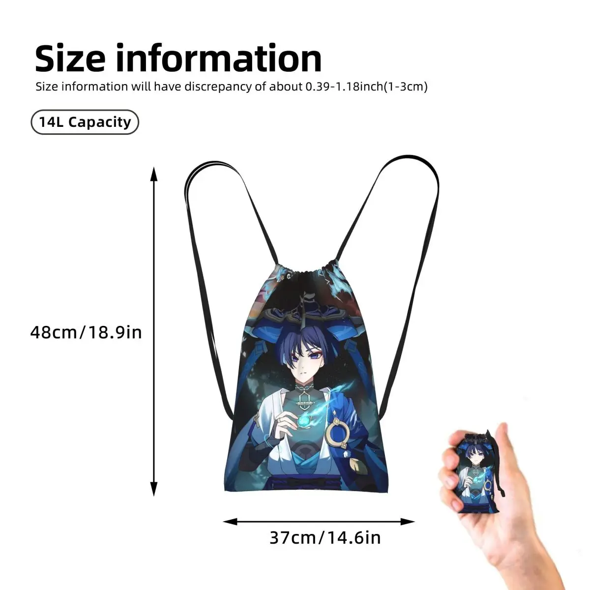 Scaramouche And Wanderer Game Drawstring Backpack Sports Gym Bag Portable Travel Drawstring Bag for Men Women