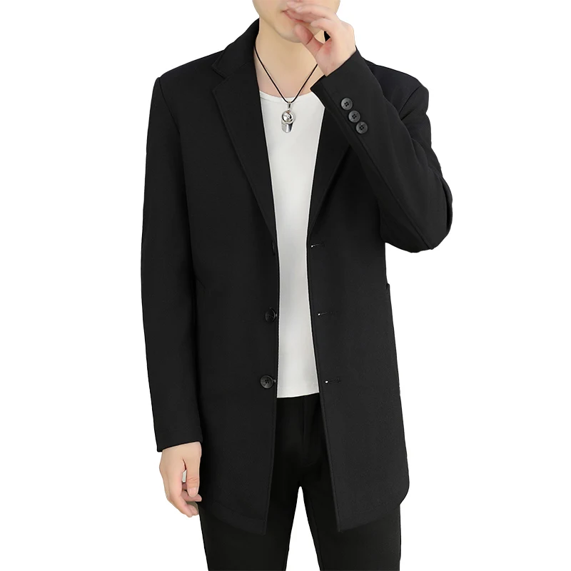 Nowa jesienna męska stylowa i modna kurtka wiatrówka w jednolitym kolorze, codzienna i uniwersalna, o średniej długości, w stylu koreańskim.