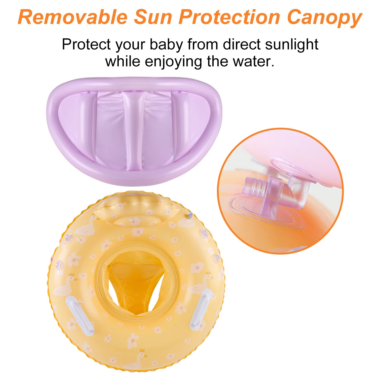 1PC インフレータブルプールフロート、黄色のキャノピーシート付き、夏のプールの水に浮かぶため