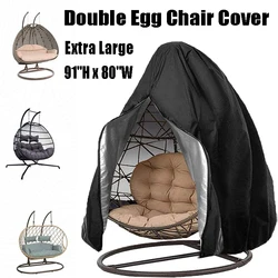 2 Person Patio Hanging Egg Chair Cover Waterproof Outdoor Extra Large Wicker Double Swing Egg Chair Cover 91''X80'' with Zipper