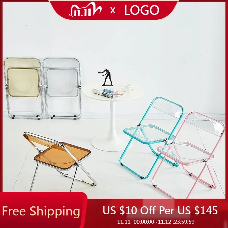 Outdoor Transparent Folding Chair Fashion Crystal Dining Chair Backrest Live Photo Chair cadeira de jantar house furnitures