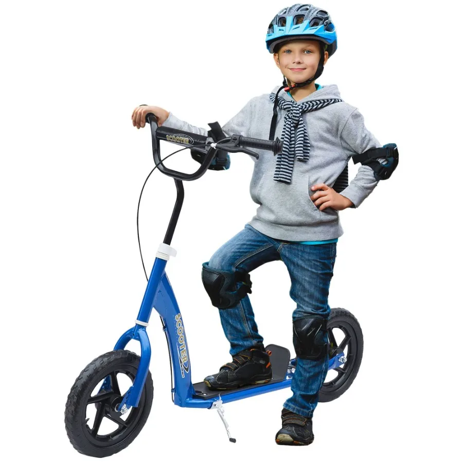 

HOMCOM Kick Scooter for 512 Years Old Big Wheel Scooter with Adjustable Height Handlebar Nonslip Footplate Rear Brake Blue