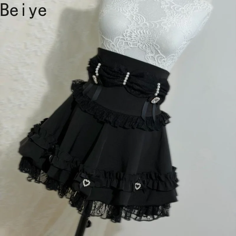 High Waist Japanese Style Skirt for Women Sweet and Cute Puff Cake Bud Skirts Female Street Wear Harajuku Y2K Short Skirt