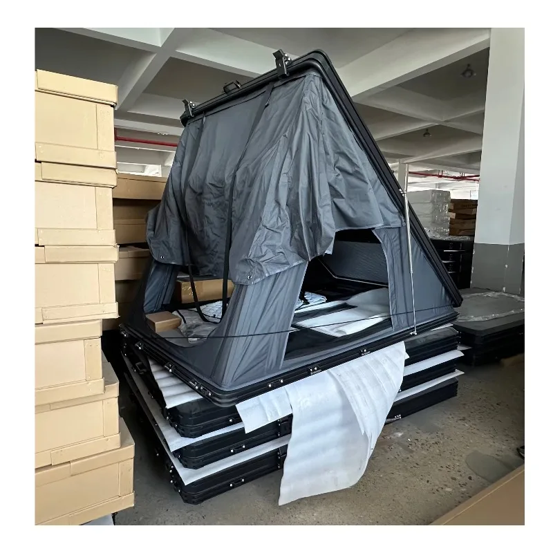 Factory Supply Car Rooftop Tent Triangle Aluminum Hard Shell with Small Window Waterproof for Camping Car Rooftop Tent