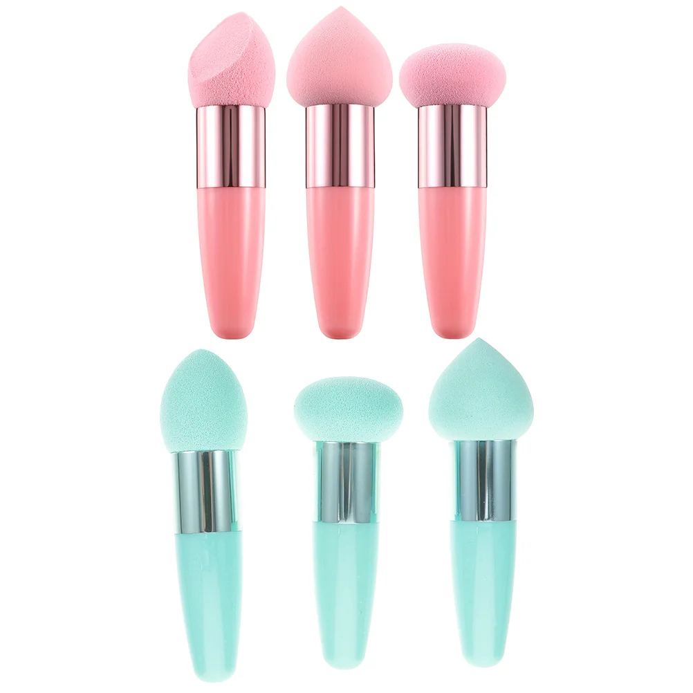 

6pcs Beauty Pen Set Small Sponges Pink Foundation Sponge Brush Wet Dry Makeup Pens Portable Sponges Handheld Gadgets