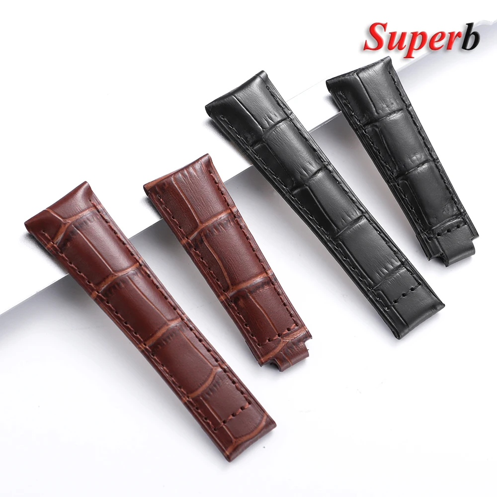 أشرطة ساعات يد لرولكس الغواصة يخت ماستر دايتونا بتوقيت جرينتش جلد العجل حزام رياضي للرجال إكسسوارات ساعات 20 مللي متر