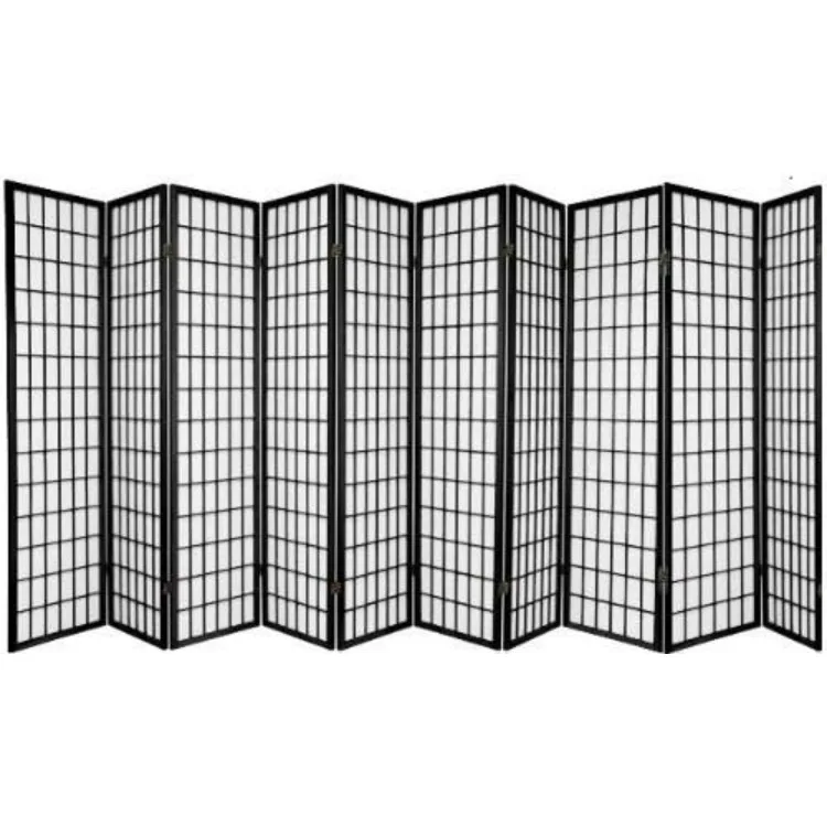 10 Panel Room Divider Square Design - Black