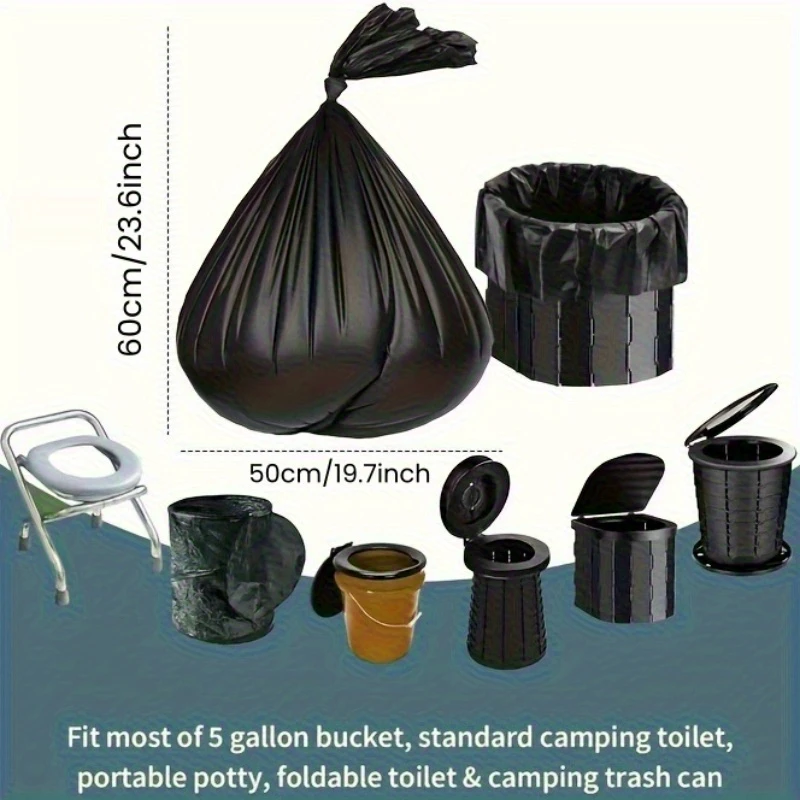 Portable Camping Toilet Kit (50 Garbage Bags and 50 Packs of Toilet Gel), Suitable for Camping, Hiking, Road Trips