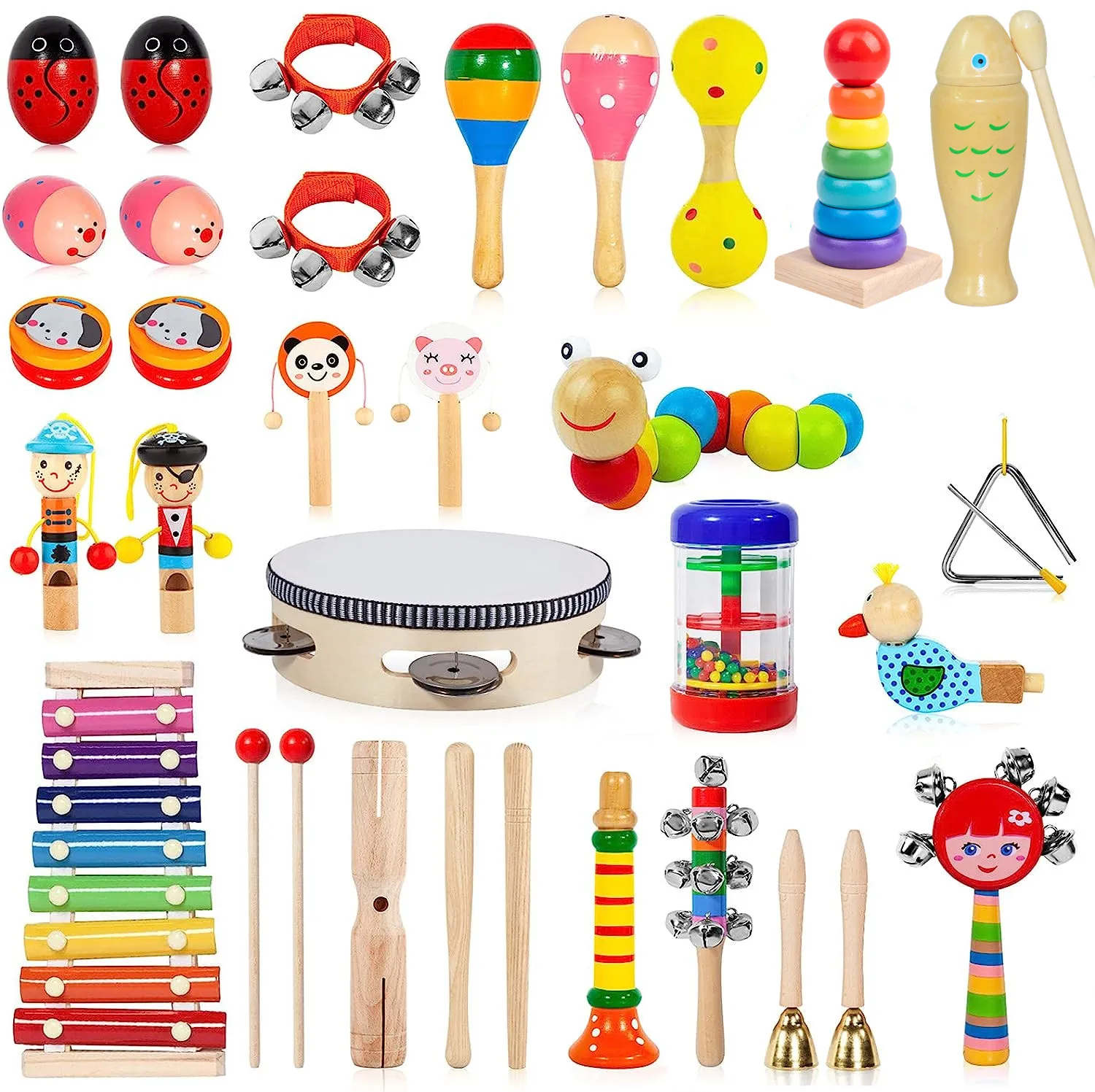 Juguetes de instrumentos musicales para niños pequeños, instrumentos de percusión de madera Montessori para bebés, juguete de xilófono, juguete educativo de música preescolar