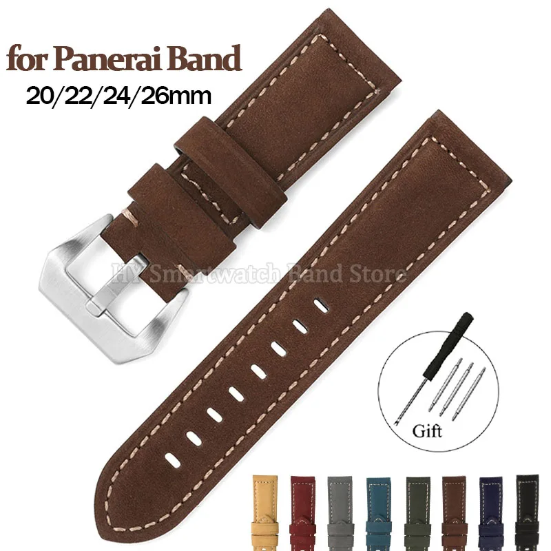 20mm 22mm 24mm 26mm Bracelet de montre en cuir pour Bracelet Panerai pour Seiko Business Bracelet en peau de vache boucle en acier hommes femmes Bracelet de montre